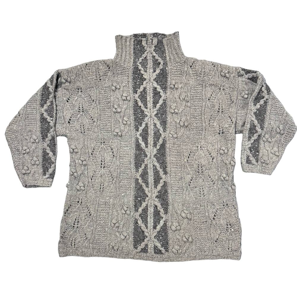 Express Tricot Handknit Sweater Small Fisherman Oversized‎ Angora Wool Vintage
